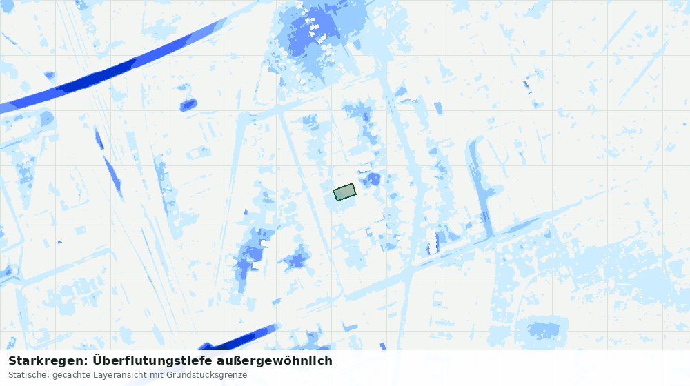 Statische Kartenansicht: Starkregen: Überflutungstiefe außergewöhnlich