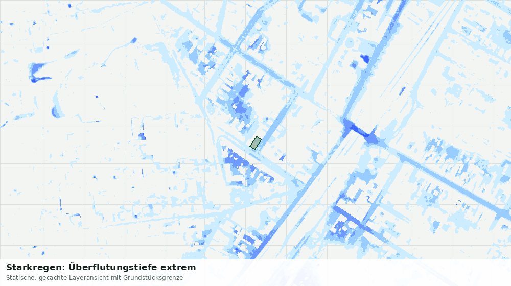Statische Kartenansicht: Starkregen: Überflutungstiefe extrem