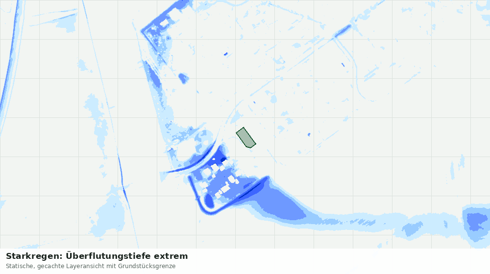 Statische Kartenansicht: Starkregen: Überflutungstiefe extrem