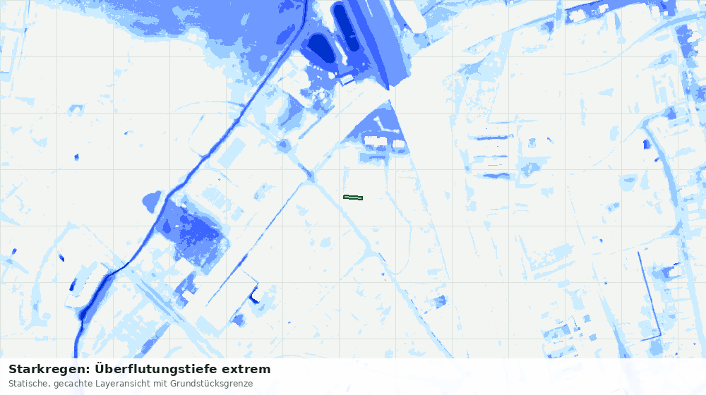 Statische Kartenansicht: Starkregen: Überflutungstiefe extrem