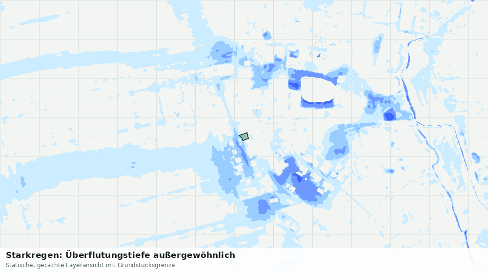Statische Kartenansicht: Starkregen: Überflutungstiefe außergewöhnlich