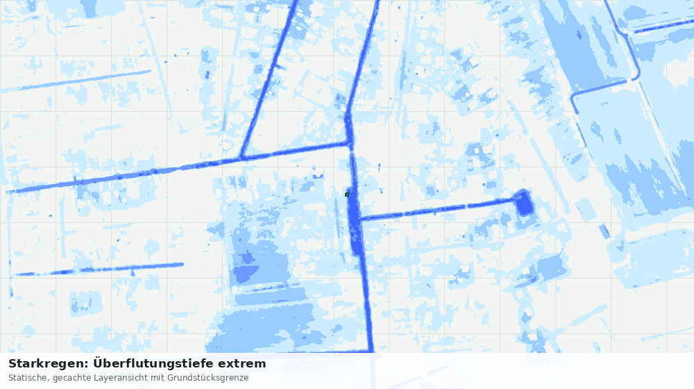 Statische Kartenansicht: Starkregen: Überflutungstiefe extrem