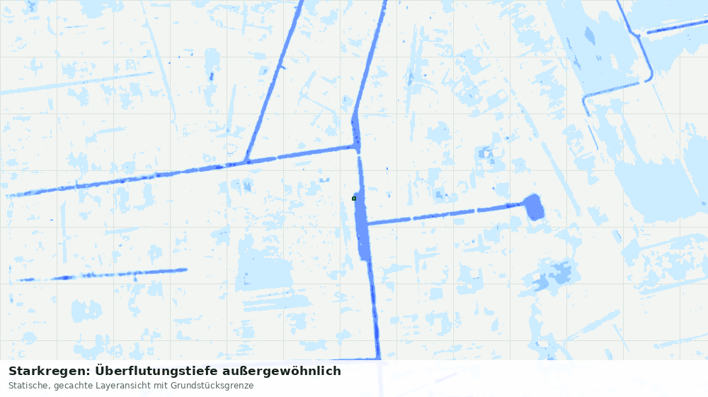 Statische Kartenansicht: Starkregen: Überflutungstiefe außergewöhnlich