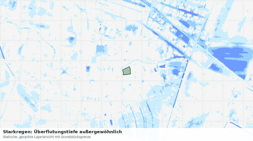 Statische Kartenansicht: Starkregen: Überflutungstiefe außergewöhnlich