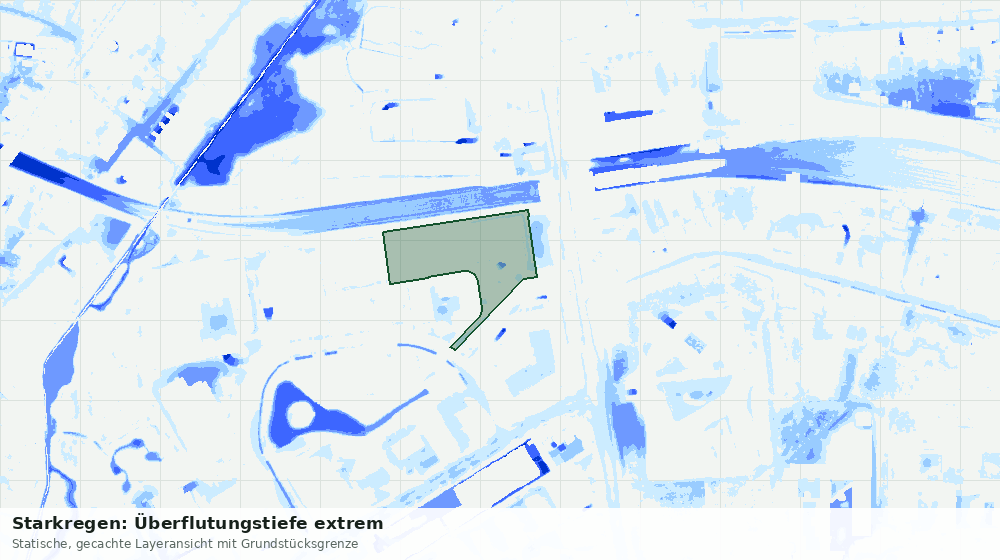 Statische Kartenansicht: Starkregen: Überflutungstiefe extrem