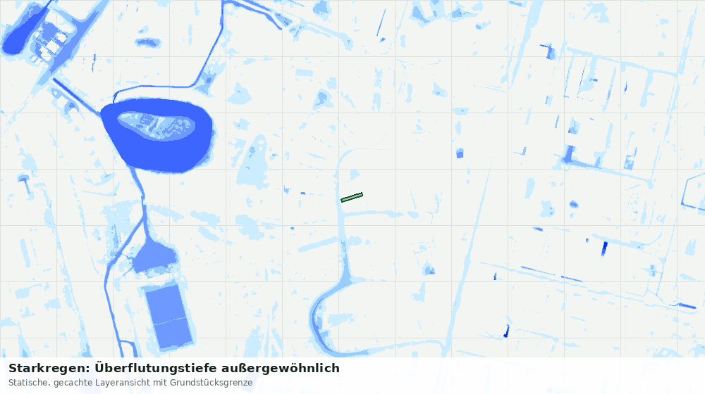 Statische Kartenansicht: Starkregen: Überflutungstiefe außergewöhnlich