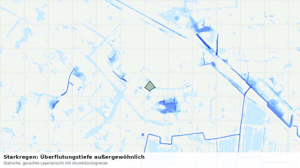 Statische Kartenansicht: Starkregen: Überflutungstiefe außergewöhnlich