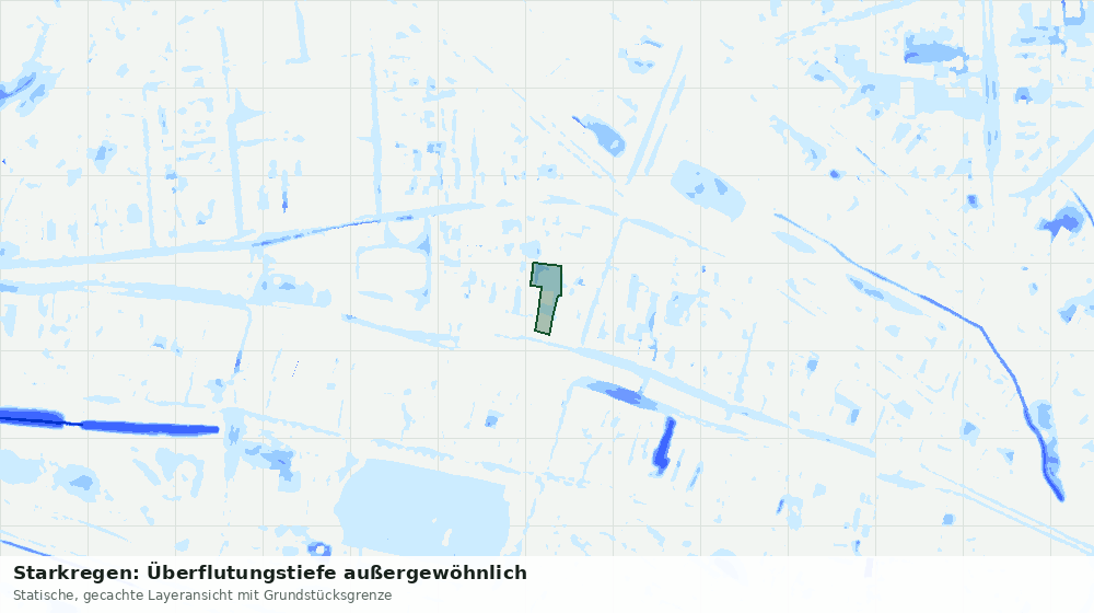 Statische Kartenansicht: Starkregen: Überflutungstiefe außergewöhnlich