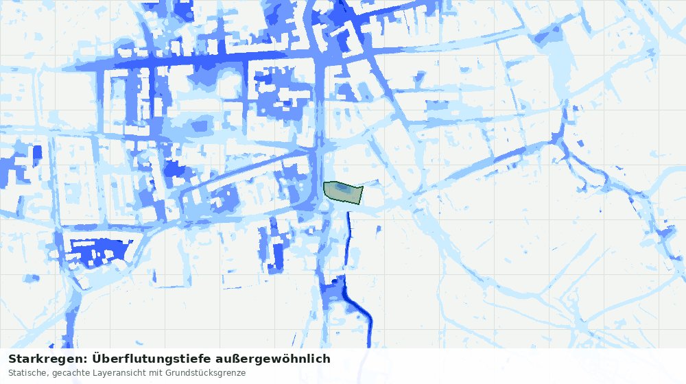 Statische Kartenansicht: Starkregen: Überflutungstiefe außergewöhnlich
