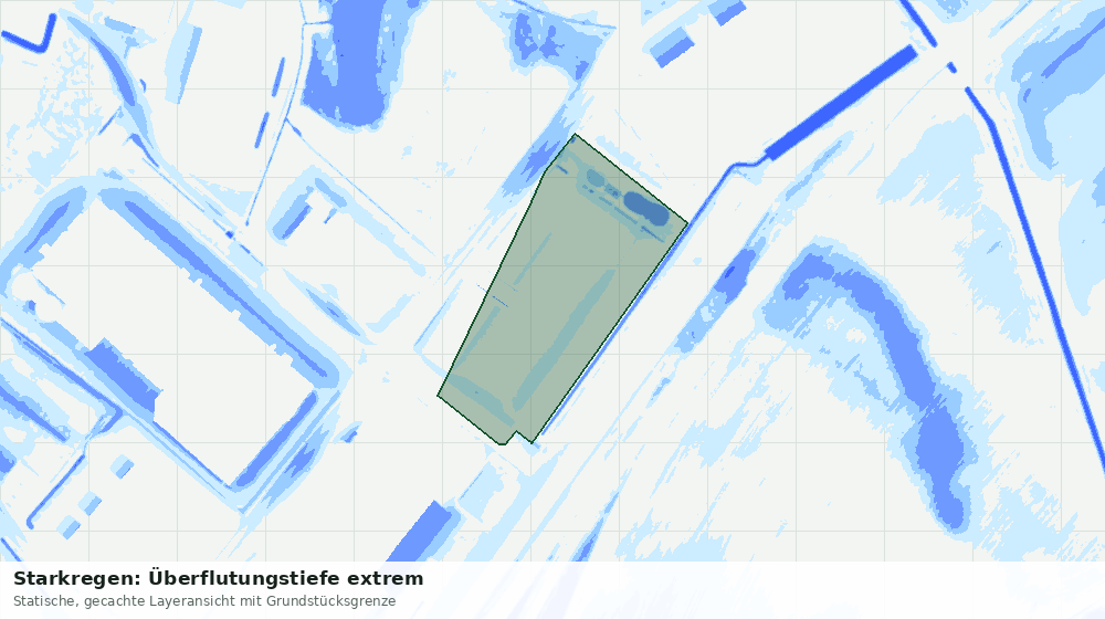 Statische Kartenansicht: Starkregen: Überflutungstiefe extrem