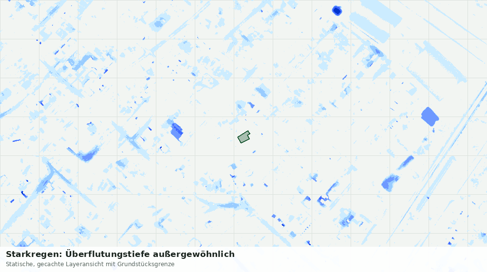 Statische Kartenansicht: Starkregen: Überflutungstiefe außergewöhnlich