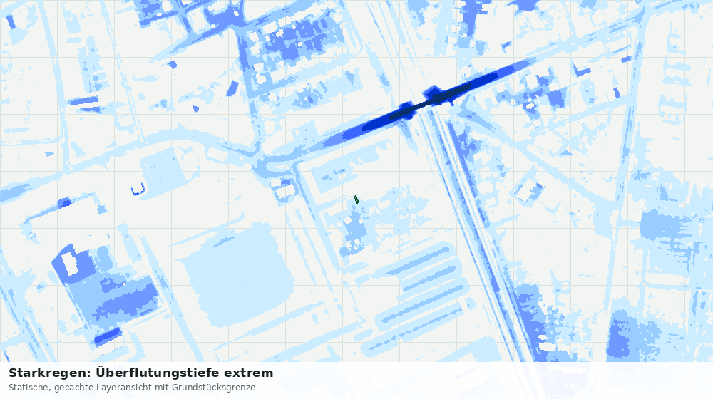 Statische Kartenansicht: Starkregen: Überflutungstiefe extrem