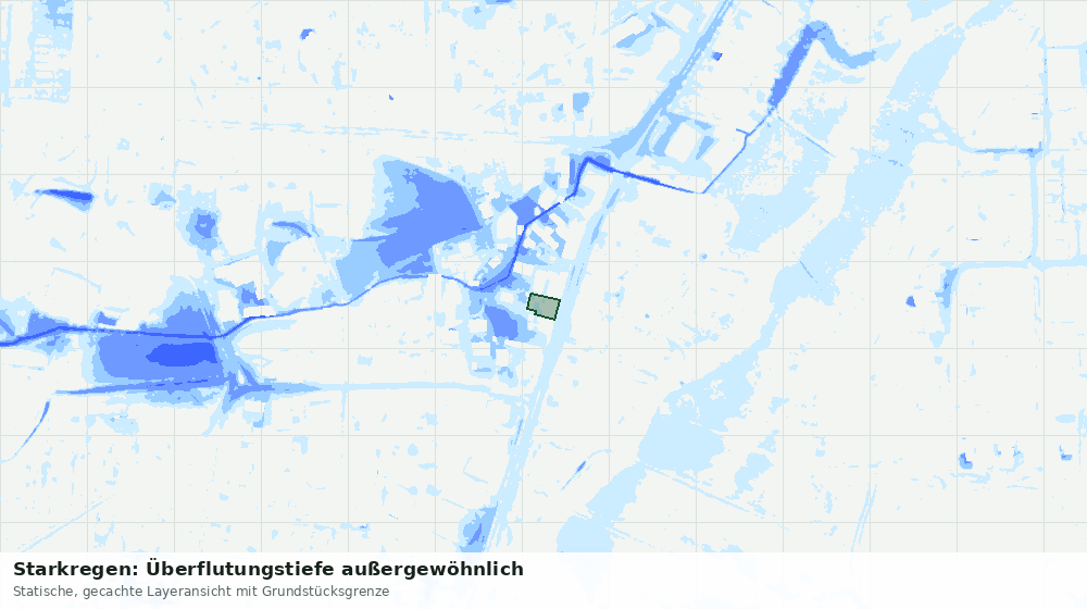 Statische Kartenansicht: Starkregen: Überflutungstiefe außergewöhnlich