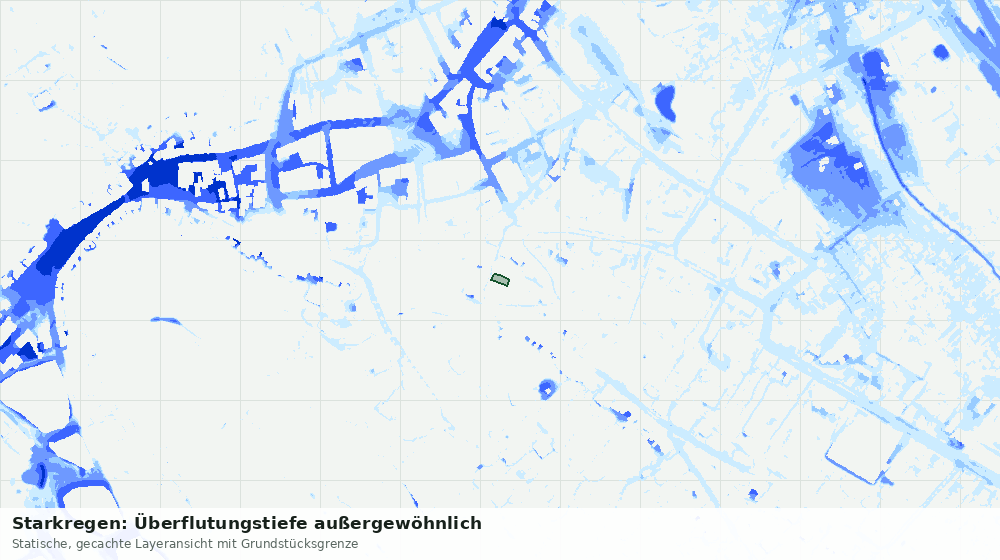 Statische Kartenansicht: Starkregen: Überflutungstiefe außergewöhnlich
