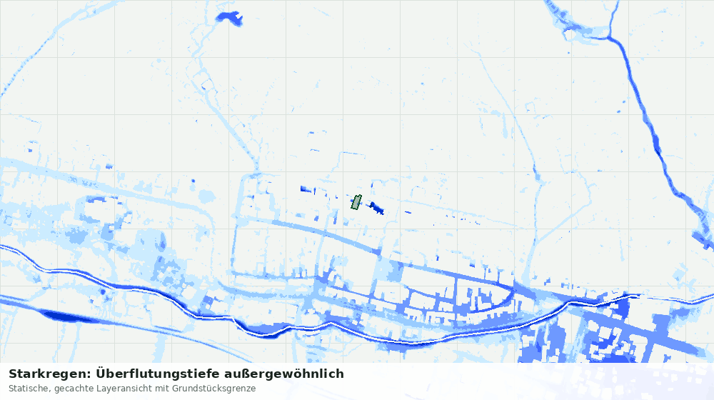 Statische Kartenansicht: Starkregen: Überflutungstiefe außergewöhnlich