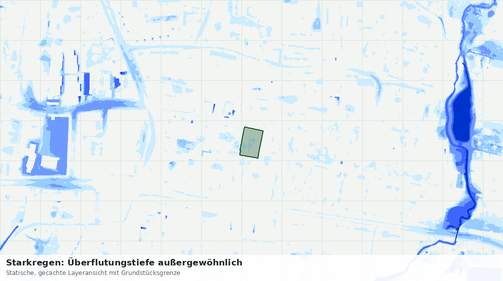 Statische Kartenansicht: Starkregen: Überflutungstiefe außergewöhnlich