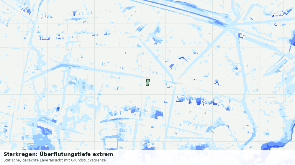 Statische Kartenansicht: Starkregen: Überflutungstiefe extrem