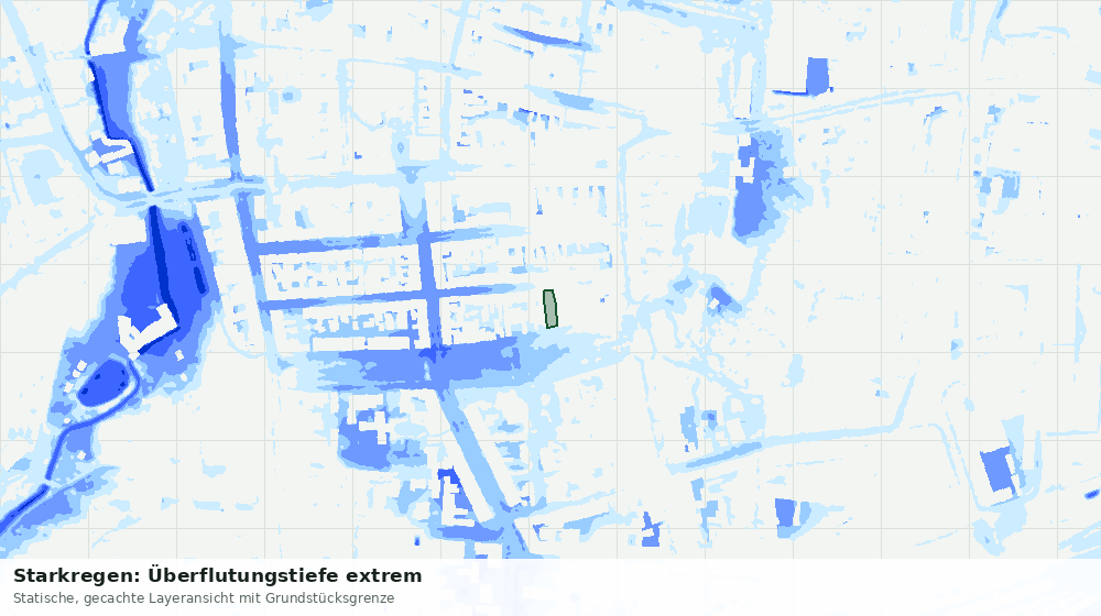 Statische Kartenansicht: Starkregen: Überflutungstiefe extrem