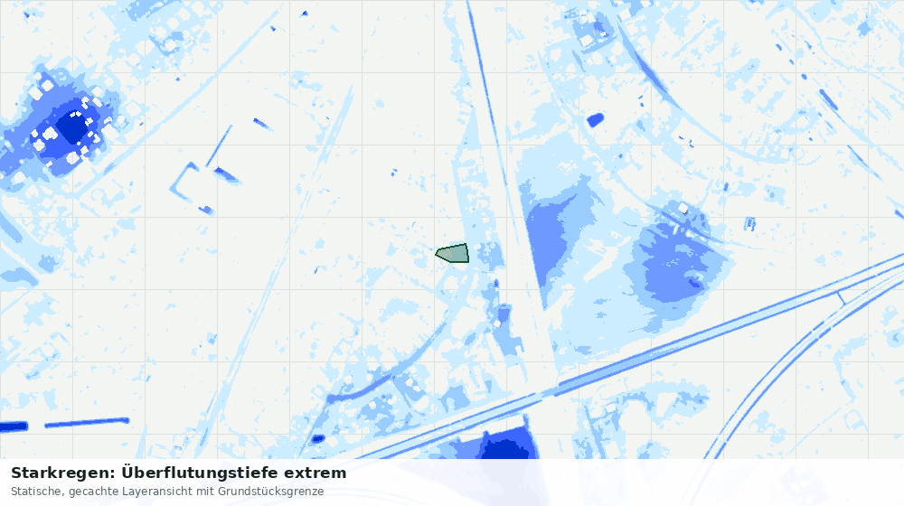 Statische Kartenansicht: Starkregen: Überflutungstiefe extrem