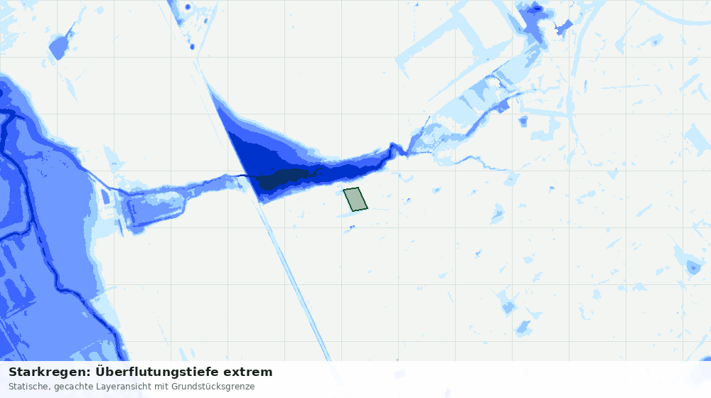Statische Kartenansicht: Starkregen: Überflutungstiefe extrem