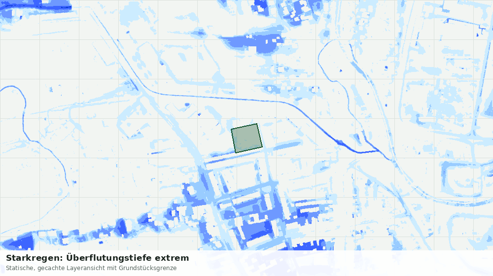 Statische Kartenansicht: Starkregen: Überflutungstiefe extrem