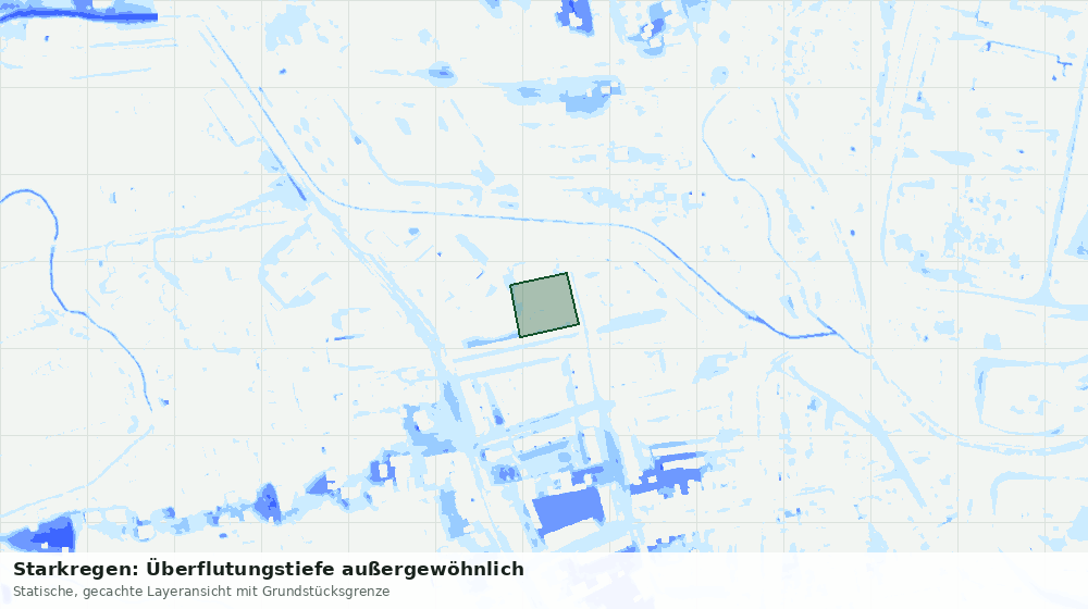 Statische Kartenansicht: Starkregen: Überflutungstiefe außergewöhnlich