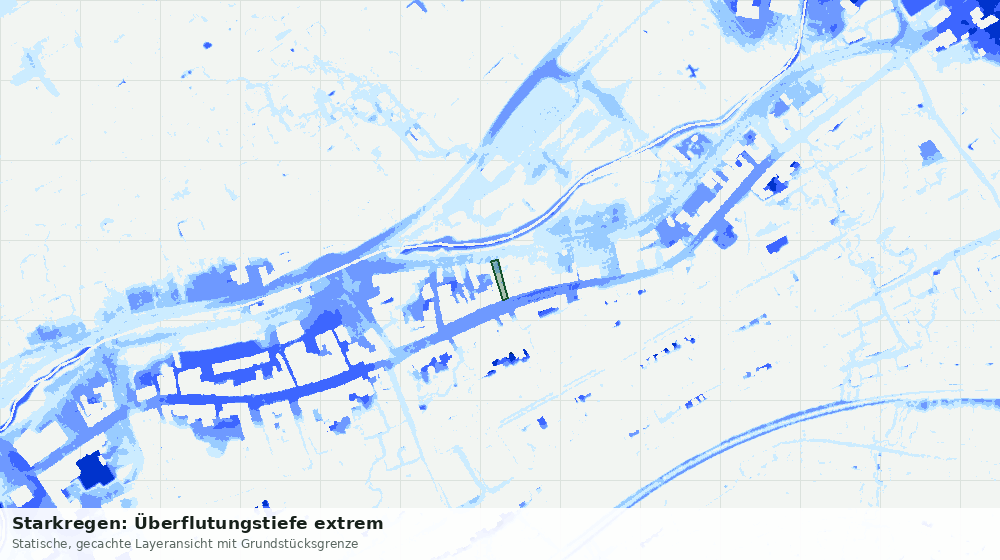 Statische Kartenansicht: Starkregen: Überflutungstiefe extrem