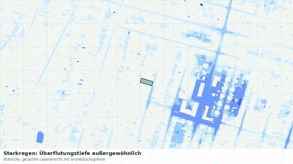 Statische Kartenansicht: Starkregen: Überflutungstiefe außergewöhnlich