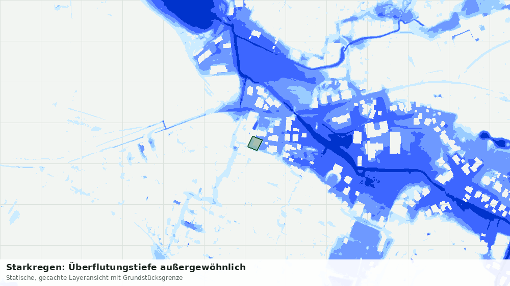 Statische Kartenansicht: Starkregen: Überflutungstiefe außergewöhnlich
