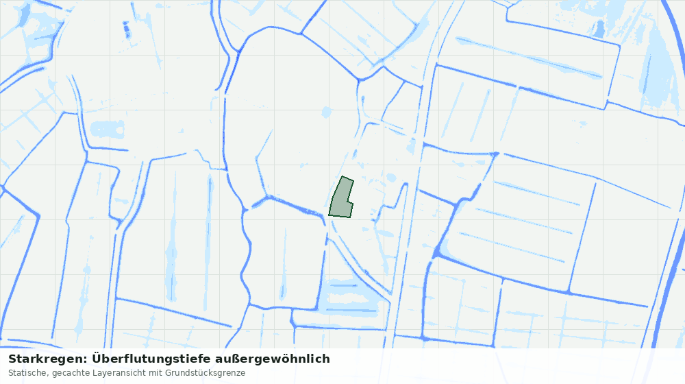 Statische Kartenansicht: Starkregen: Überflutungstiefe außergewöhnlich
