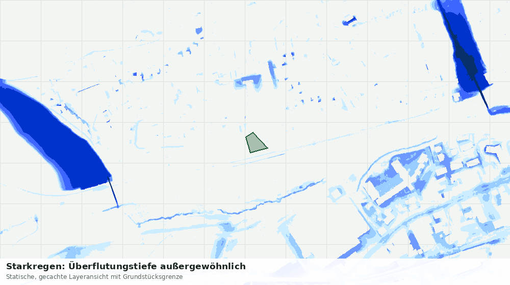 Statische Kartenansicht: Starkregen: Überflutungstiefe außergewöhnlich