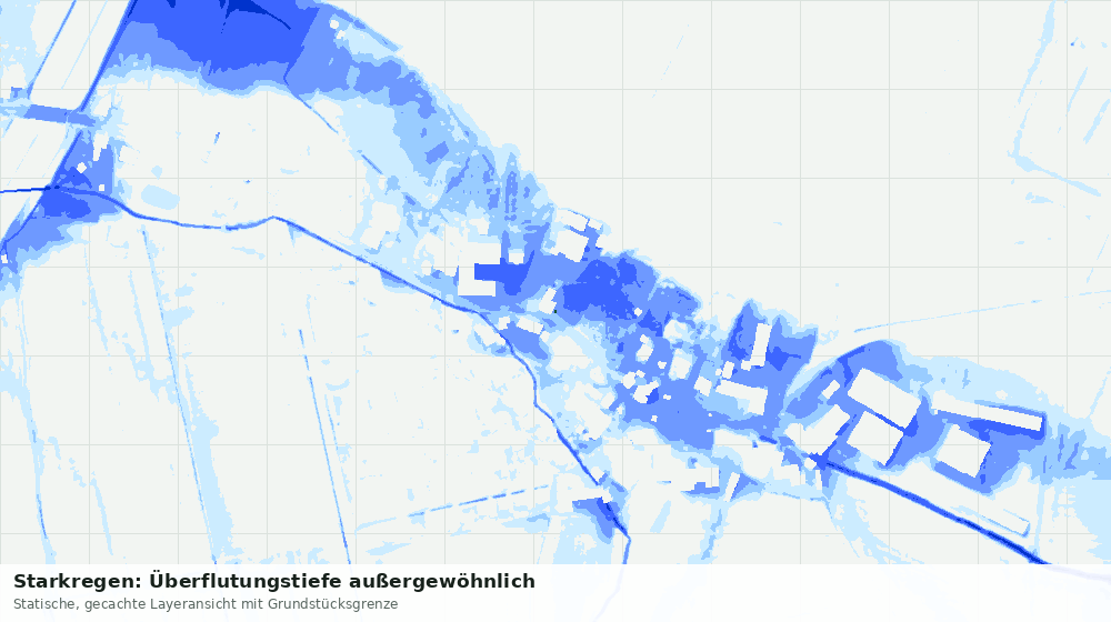 Statische Kartenansicht: Starkregen: Überflutungstiefe außergewöhnlich