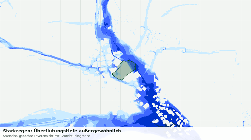 Statische Kartenansicht: Starkregen: Überflutungstiefe außergewöhnlich