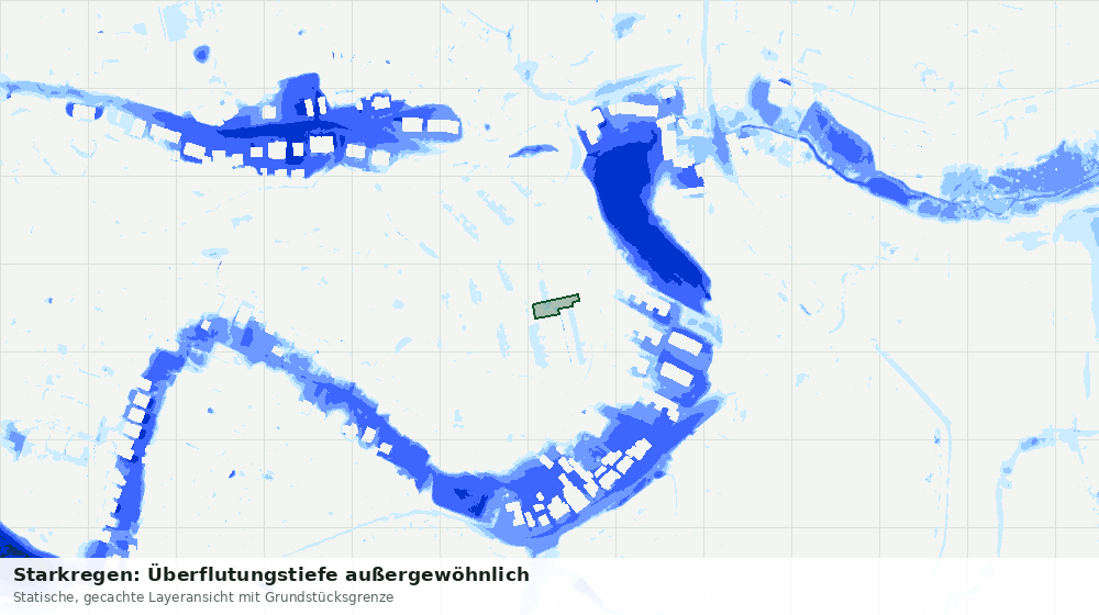 Statische Kartenansicht: Starkregen: Überflutungstiefe außergewöhnlich
