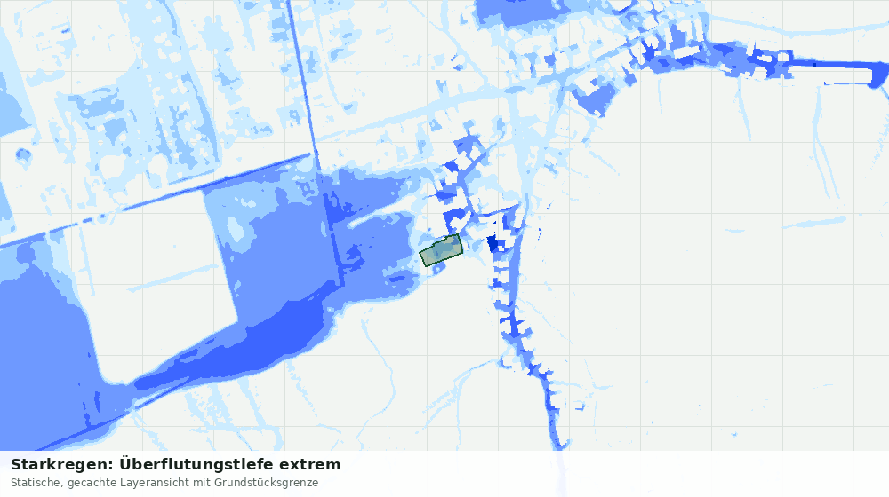 Statische Kartenansicht: Starkregen: Überflutungstiefe extrem