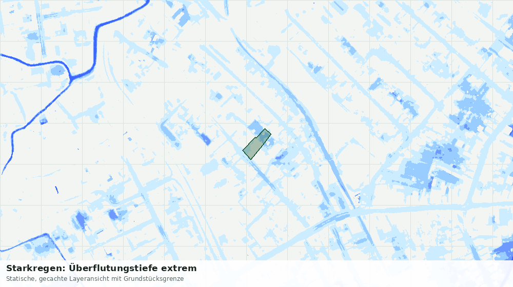 Statische Kartenansicht: Starkregen: Überflutungstiefe extrem