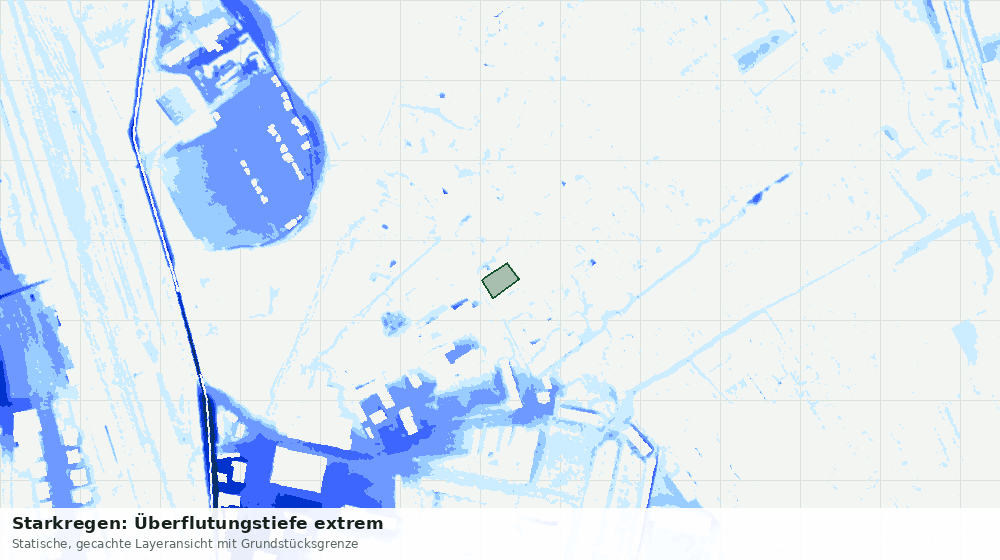 Statische Kartenansicht: Starkregen: Überflutungstiefe extrem