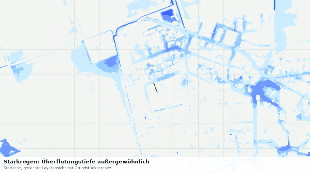 Statische Kartenansicht: Starkregen: Überflutungstiefe außergewöhnlich