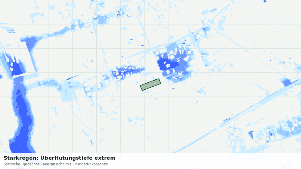 Statische Kartenansicht: Starkregen: Überflutungstiefe extrem