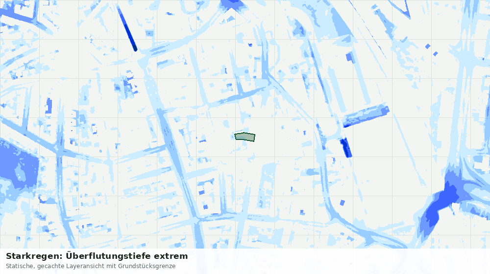 Statische Kartenansicht: Starkregen: Überflutungstiefe extrem