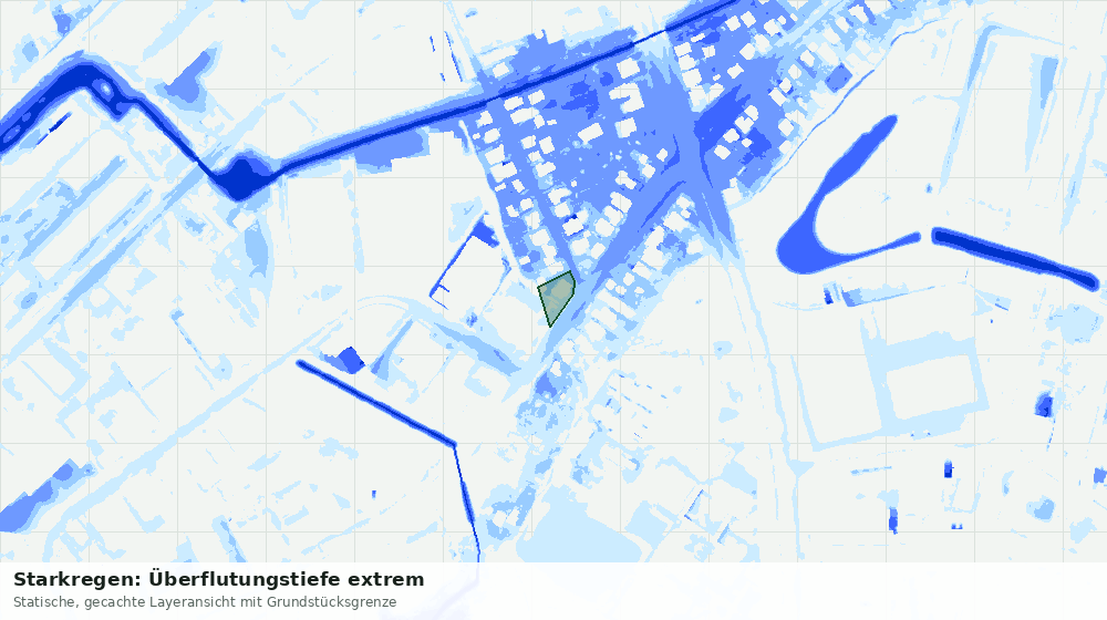 Statische Kartenansicht: Starkregen: Überflutungstiefe extrem