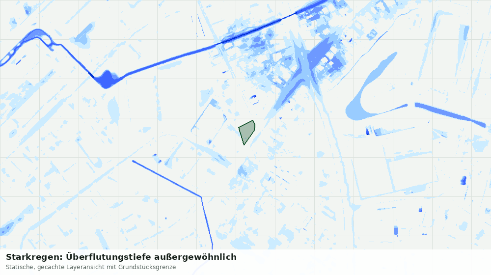 Statische Kartenansicht: Starkregen: Überflutungstiefe außergewöhnlich