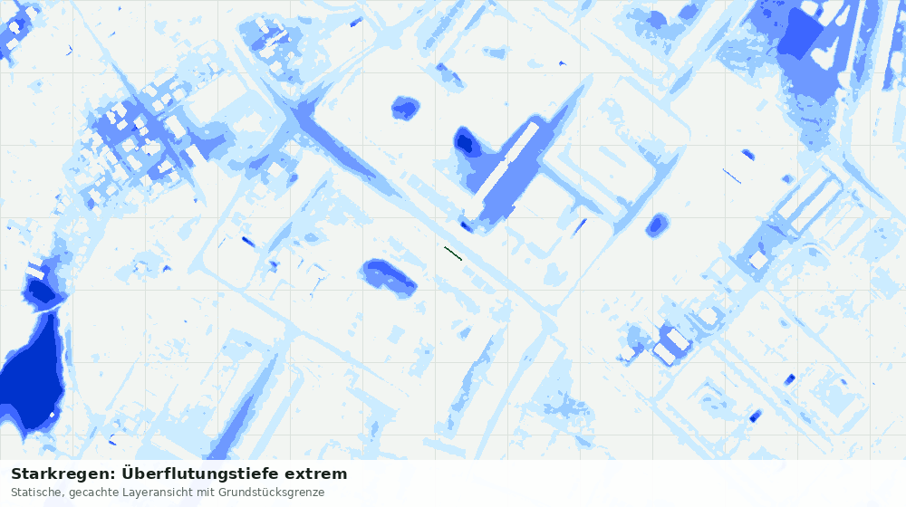 Statische Kartenansicht: Starkregen: Überflutungstiefe extrem