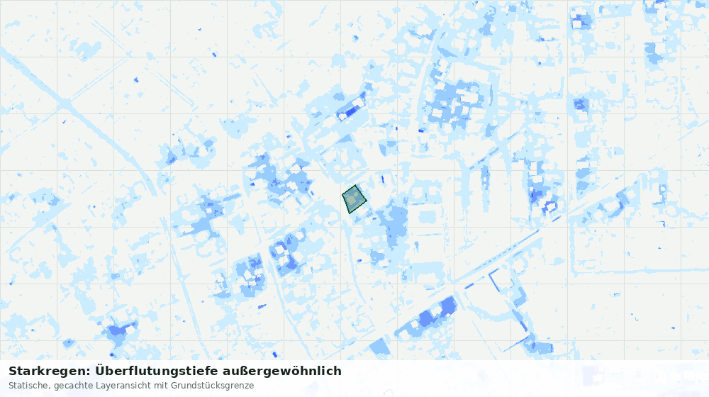 Statische Kartenansicht: Starkregen: Überflutungstiefe außergewöhnlich