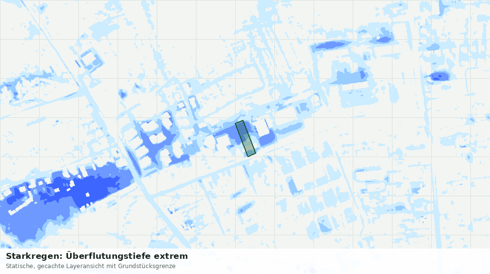 Statische Kartenansicht: Starkregen: Überflutungstiefe extrem
