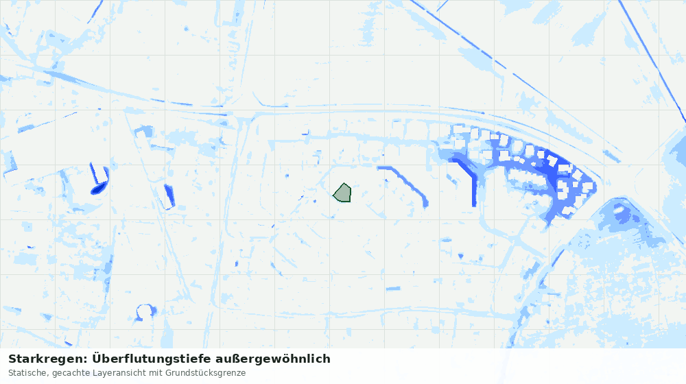 Statische Kartenansicht: Starkregen: Überflutungstiefe außergewöhnlich
