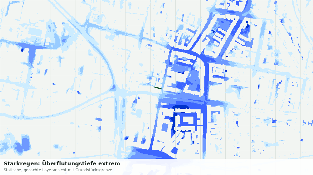 Statische Kartenansicht: Starkregen: Überflutungstiefe extrem