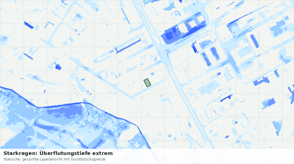 Statische Kartenansicht: Starkregen: Überflutungstiefe extrem