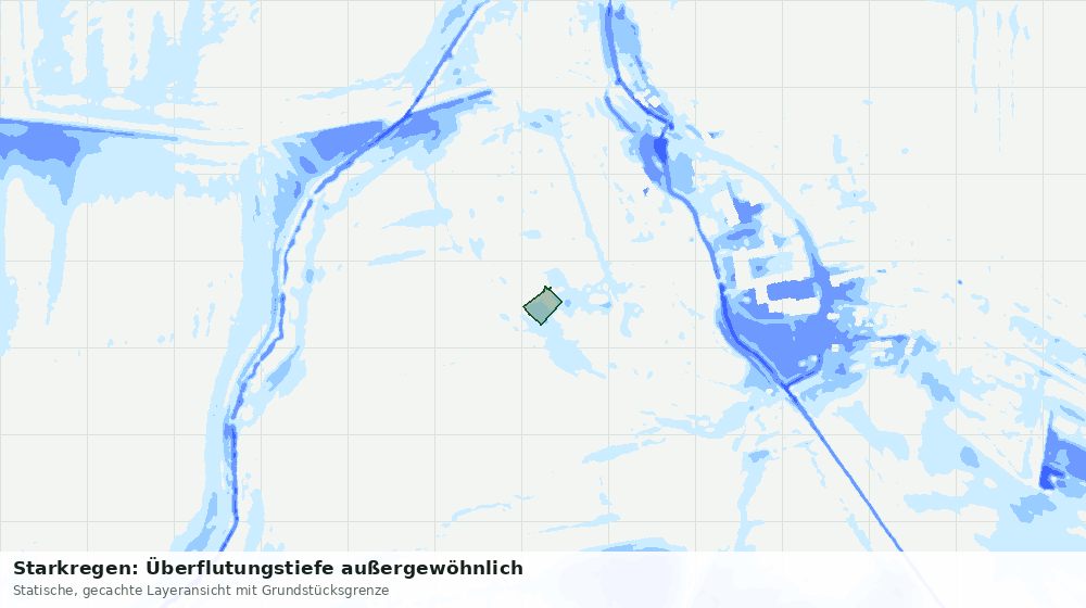 Statische Kartenansicht: Starkregen: Überflutungstiefe außergewöhnlich