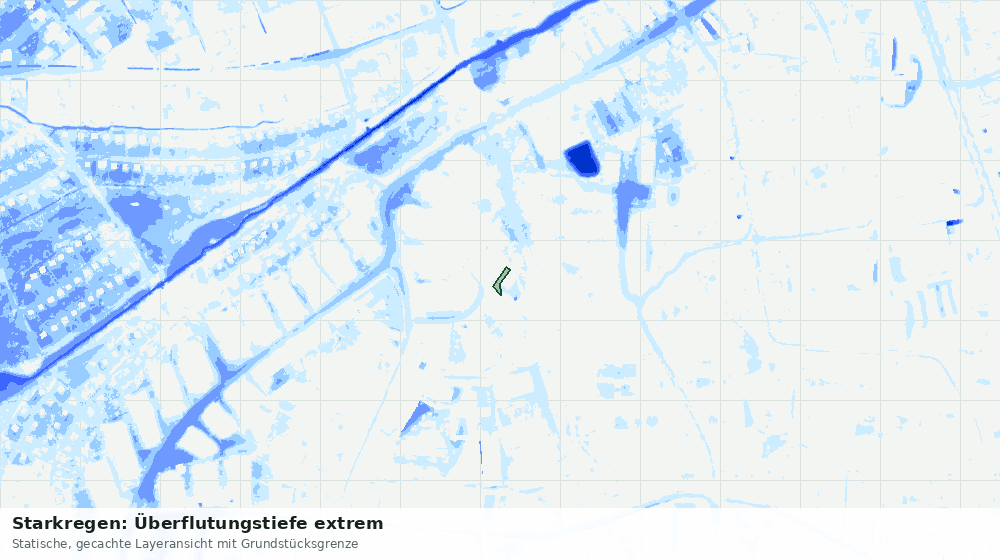 Statische Kartenansicht: Starkregen: Überflutungstiefe extrem